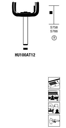 Silca Transpondersleutel nikkel HU100AT12