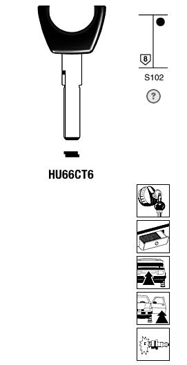 Silca Transpondersleutel brass HU66CT6