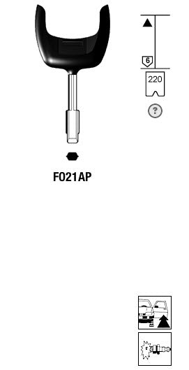 Silca Autosleutel plastic kop staal FO21AP